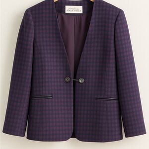🟣 Linda Allard for Ellen Tracy Pure Wool Plaid Jacket – Vintage Size 6